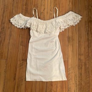 White Camisole w/ Lace Off The Shoulder